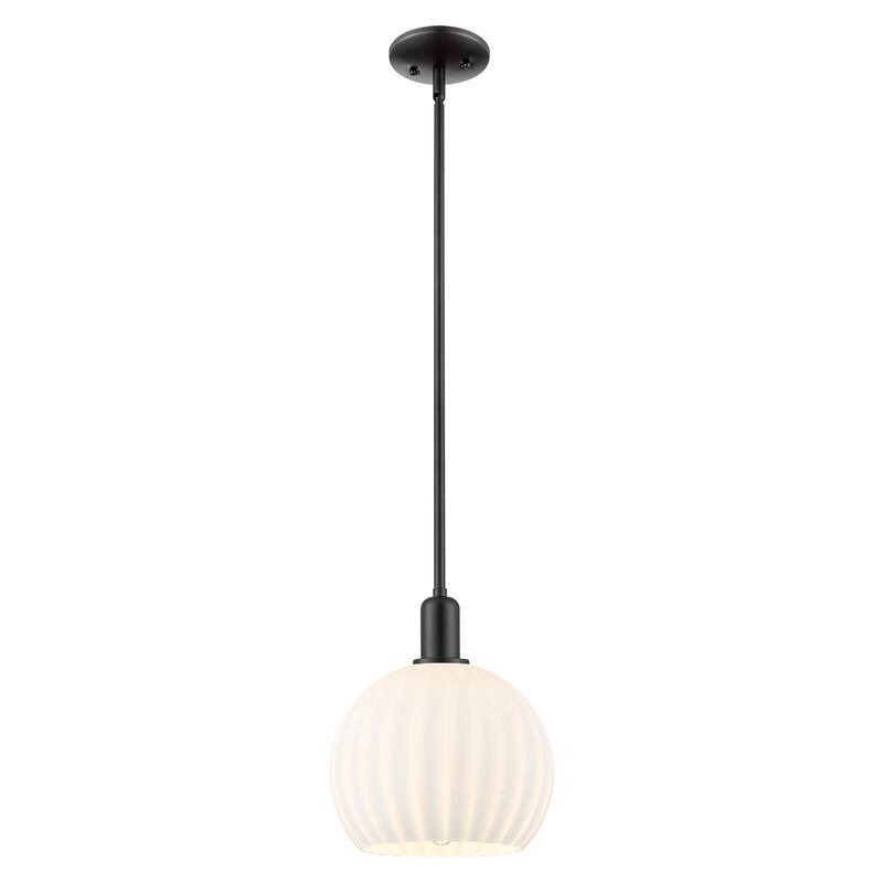 Innovations Lighting Endless Possibilities Arcadia - White Venetian - 1 Light 10" Stem Hung Mini Pendant - Matte Black