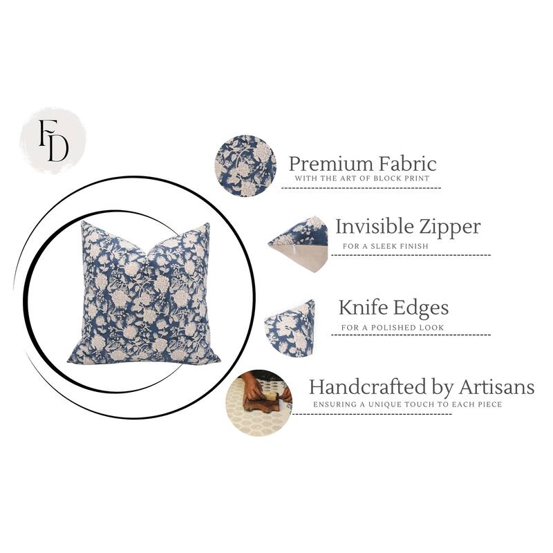 Fabdivine Cotton Outdoor Sofa Block print pillow Cover