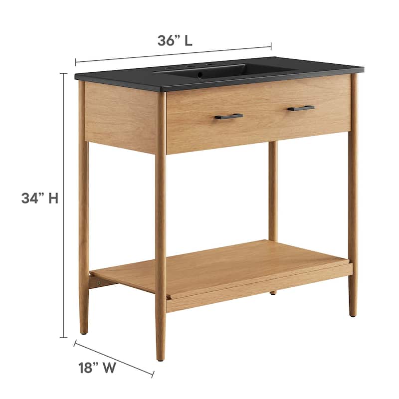 Zaire 18"/24"/30"/36"/48" Bathroom Vanity with Black Sink Top