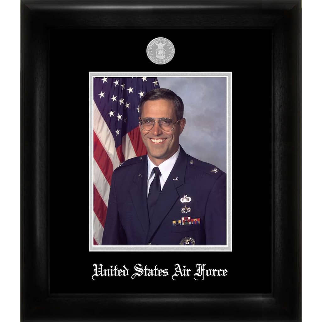 Patriot Frames Air Force 8x10 Portrait Black Frame Silver Medallion