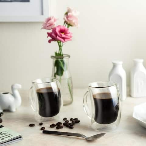 JoyJolt Caleo Insulated Coffee/ Tea Mugs, Double Wall Glasses, Set of 2 10 oz