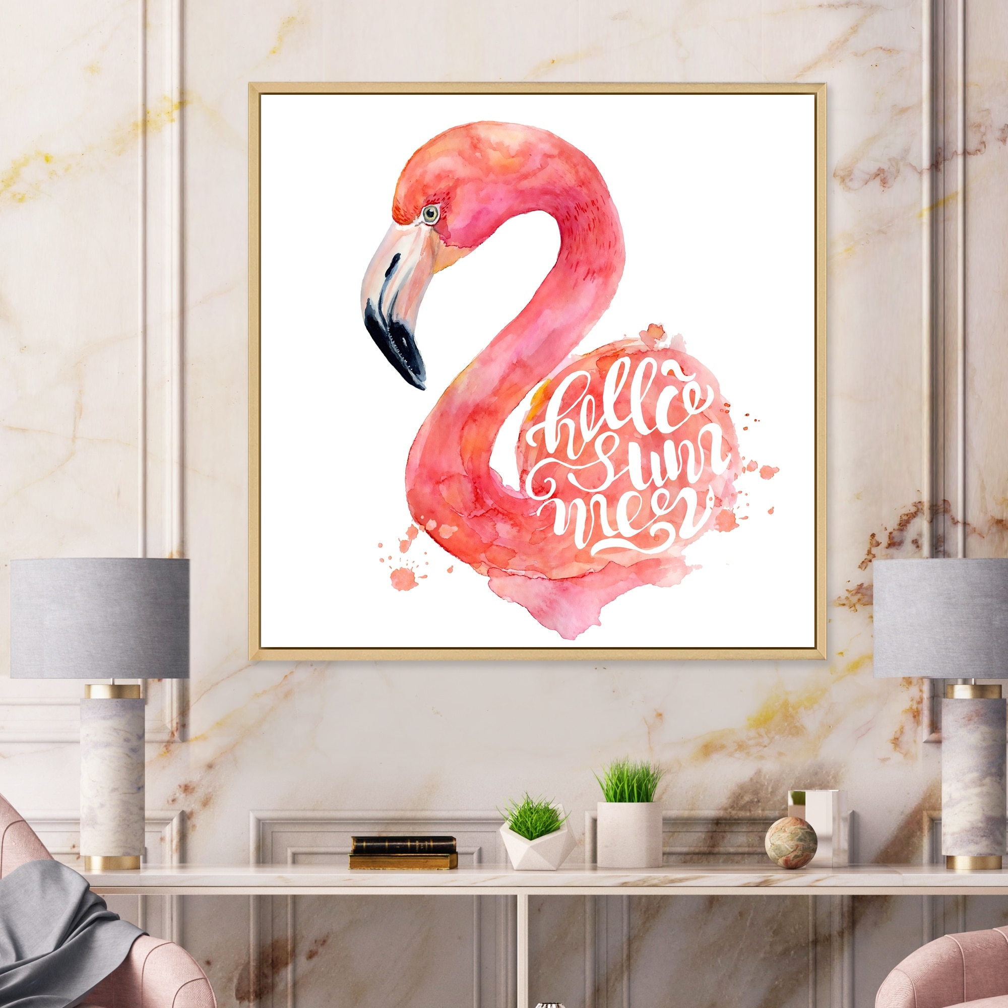 pink flamingo canvas art