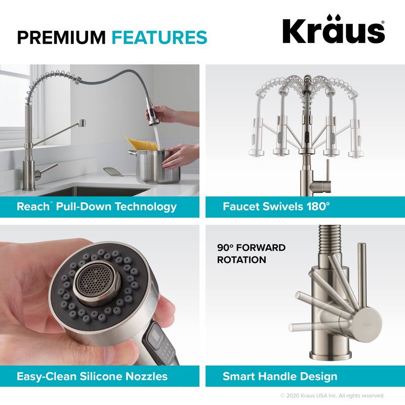 Kraus Bolden 2-Function 1-Handle Commercial Pulldown Kitchen Faucet