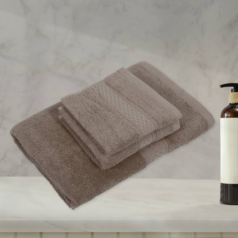 3 Pcs Cotton Bath Towel, Plain Soft Absorbent Cotton Bath Towel, Classic Design, 27.56"x55.12" - Coffee Color