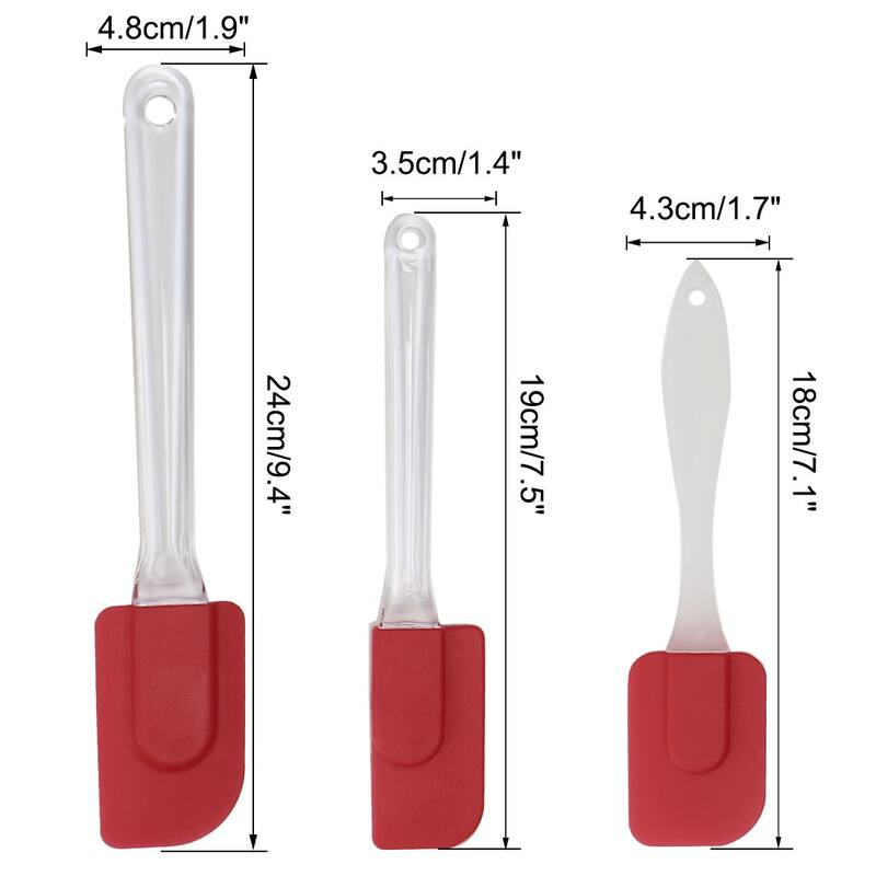 3pcs Flexible Silicone Spatula Set Heat Resistant Non Stick Cooking Red - Red