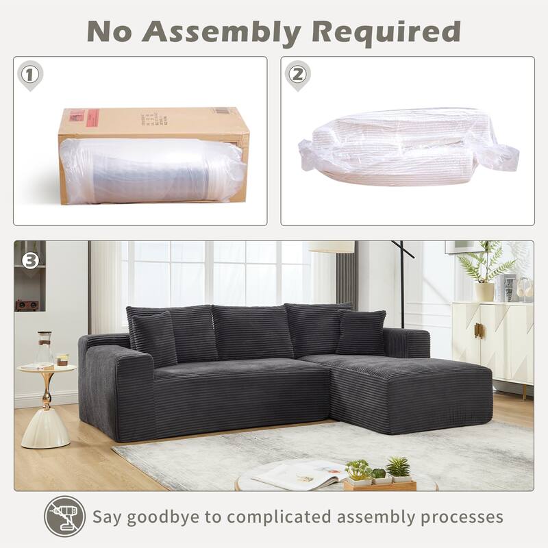 108.7" Modular Sectional L-Shape 3 Seat Memory Foam Couch Sofa