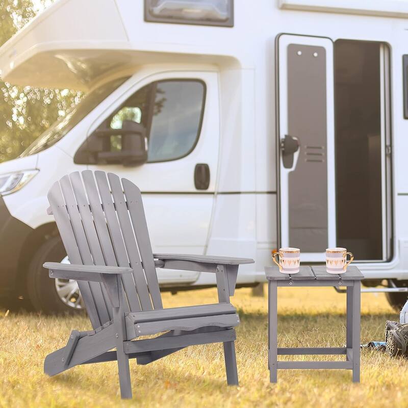 Wooden Outdoor Folding Adirondack Chair Set of 2/4 Wood Lounge Patio Chair for Garden,Half Assembled Backrest