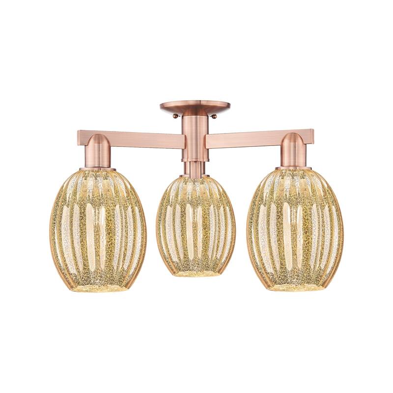 Innovations Lighting 716-3F-13-24 Preston Semi-Flush Preston 3 Light - Antique Copper / Mercury