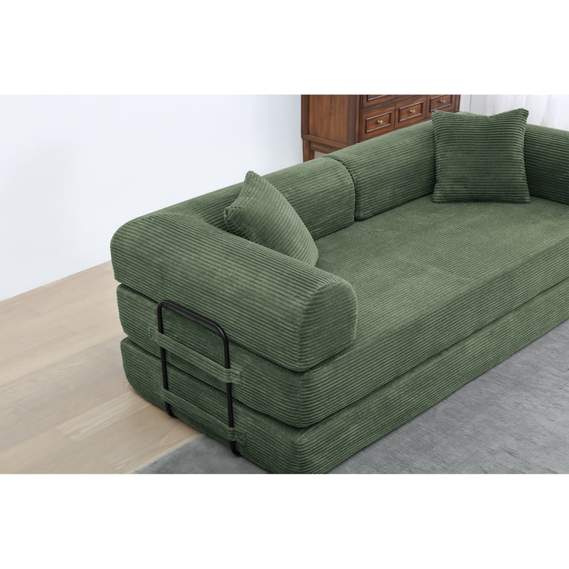 Twilight 2 - Piece Convertible Sleeper Sofa Bed, Corduroy Folding Mattress Couch with Fixed-Shape Framefor Cozy Living Spaces