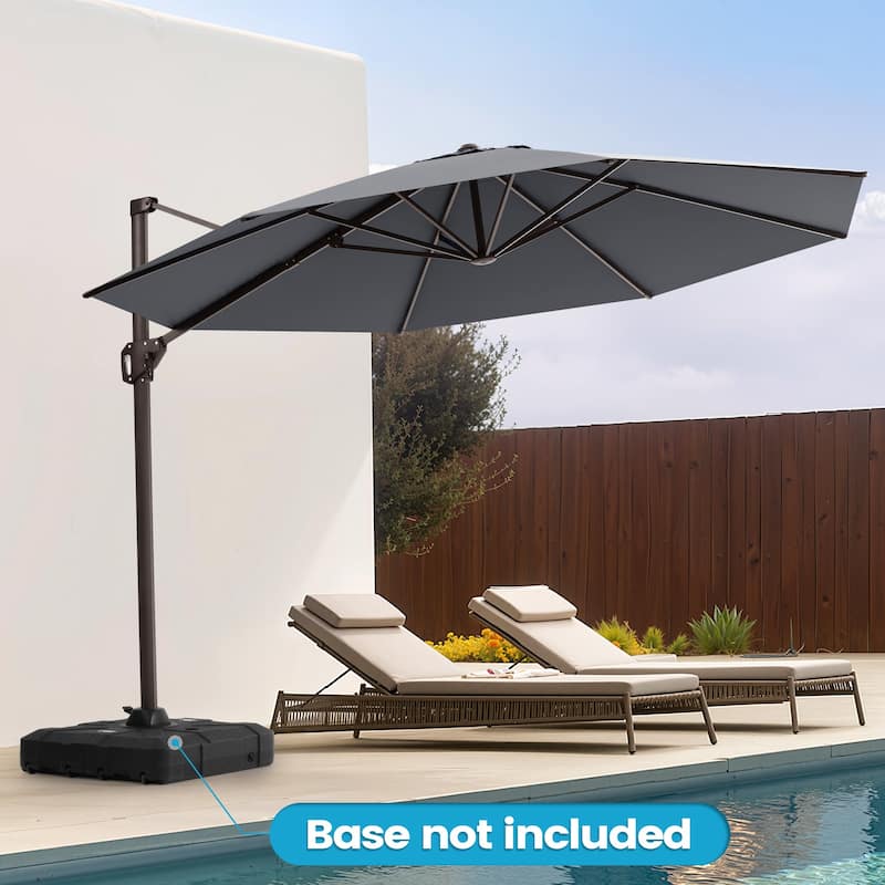 Outdoor 11 Ft Patio Cantilever Offset Umbrella with 360 Degree Rotation