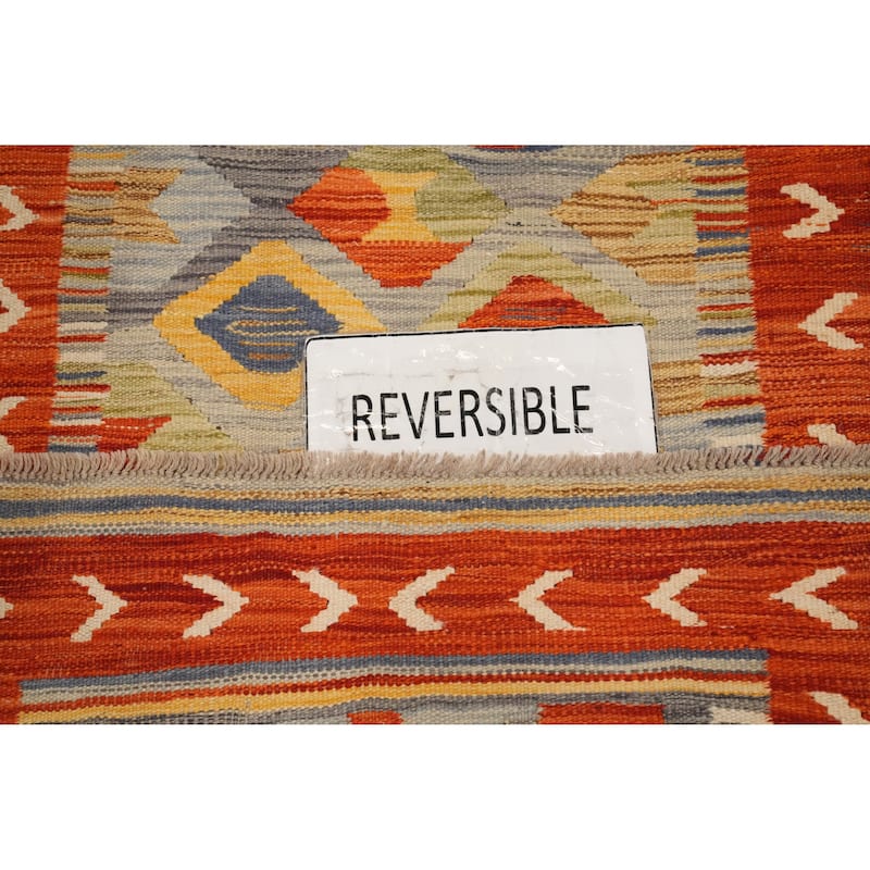 Hand Woven Oriental 100% Wool Carpet Southwestern Tribal Multi-Colored Kilim Runner Rug - 9' 9'' X 2' 5''