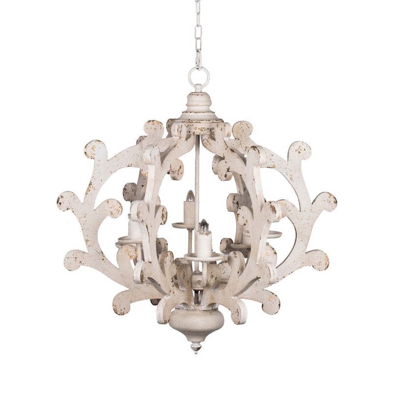 6 Light Wood Chandelier (Bulb Not Included)