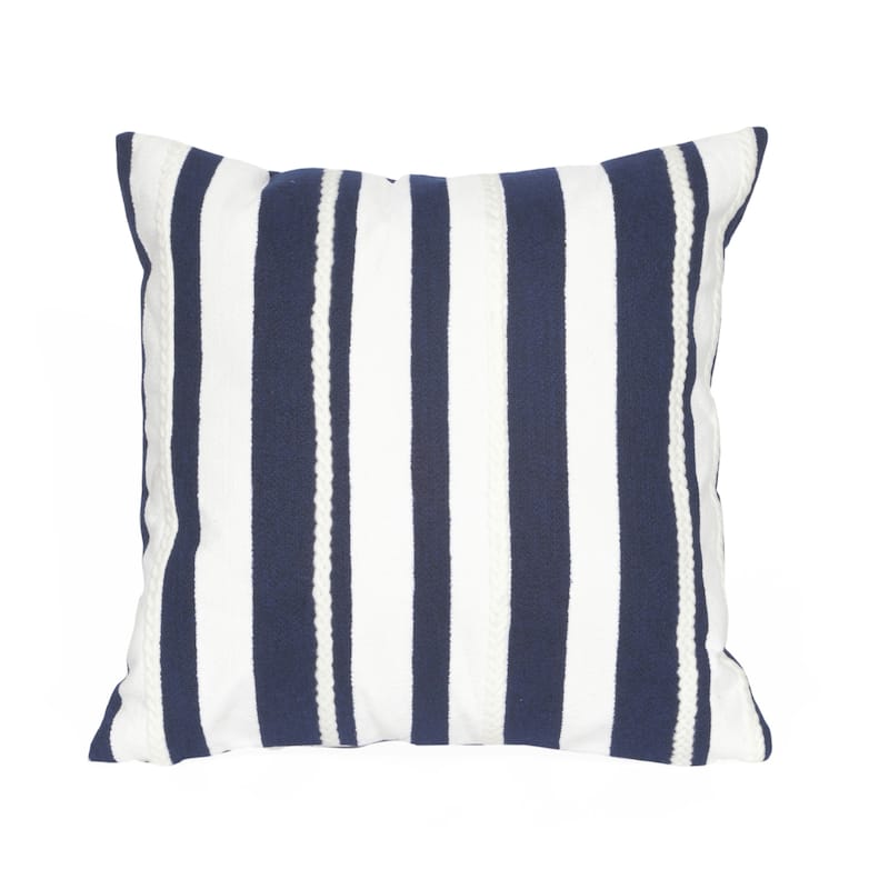 Liora Manne Visions II Marina Stripe Indoor/Outdoor Pillow Marine 20" Square