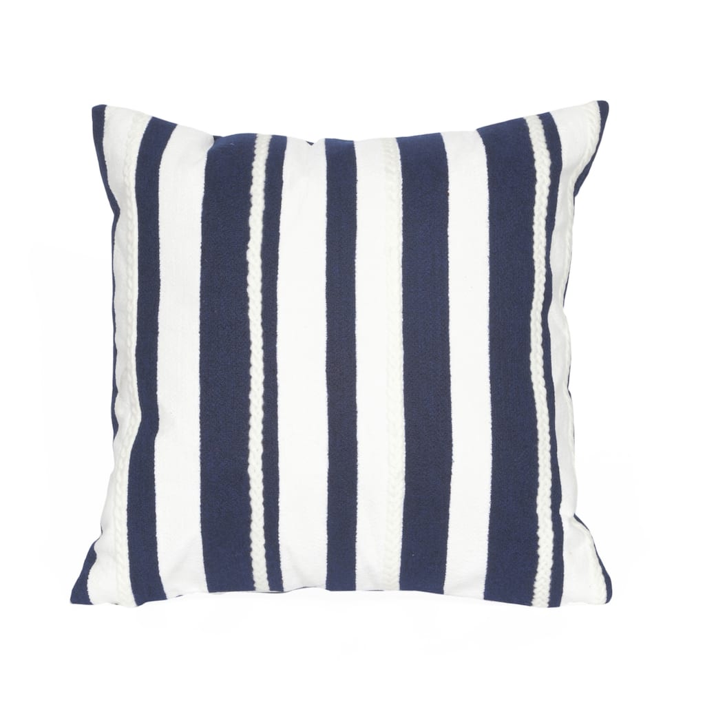 Liora Manne Visions II Marina Stripe Indoor/Outdoor Pillow Marine 20" Square