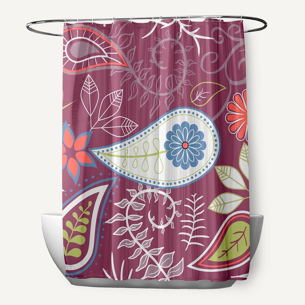 71 x 74 Paisley Floral Print Shower Curtain