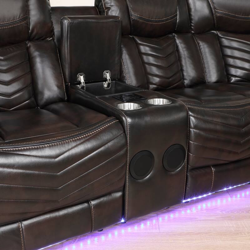 Cove Faux Leather 3-Piece Power Reclining Sectional Sofa with Consoles