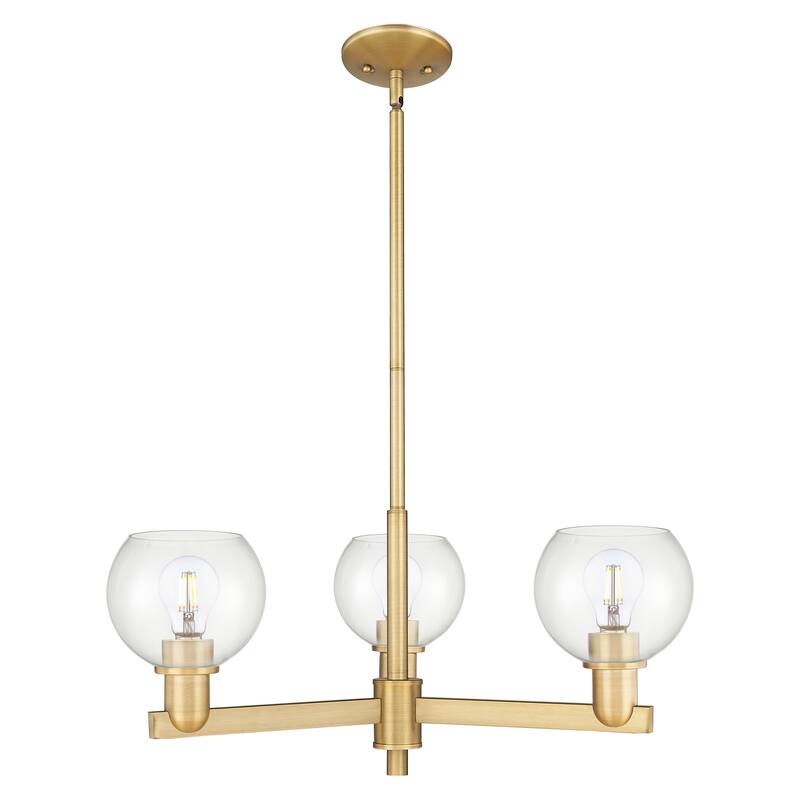 Innovations Lighting Endless Possibilities Arcadia - Athens - 3 Light 28" Stem Hung Chandelier - Clear/Brushed Brass