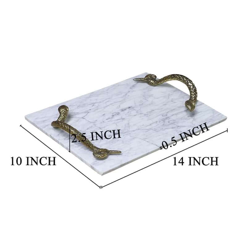 Mamba White Marble Cheese Board with Brass Snake Handles Luxury Entertaining