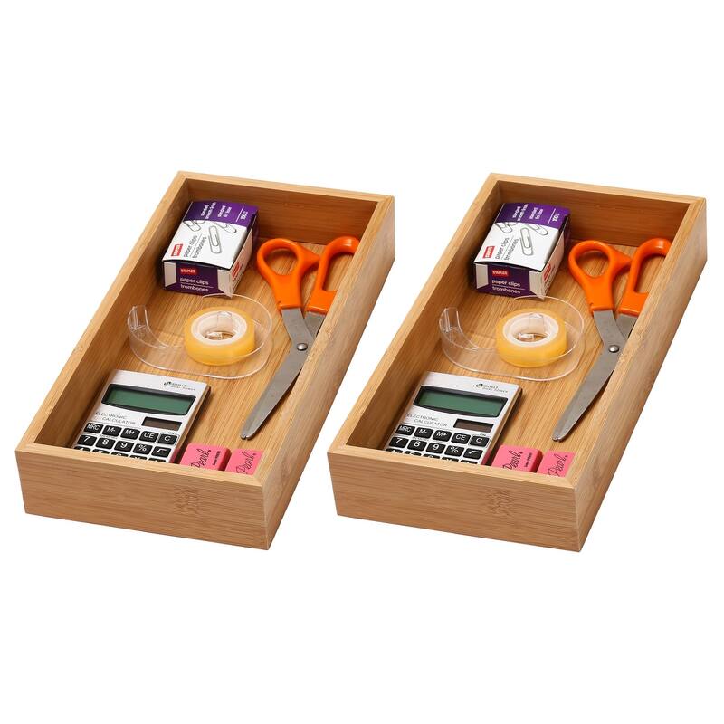 YBM Home Bamboo Kitchen Drawer Organizer Storage Box (Set of 2)