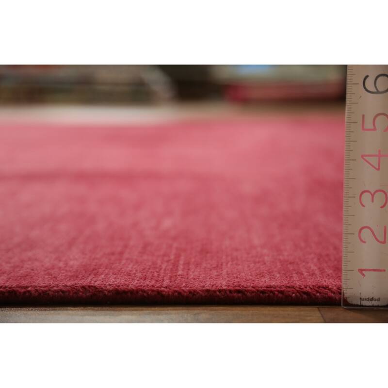 Hand Knotted Oriental 100% Wool Carpet Modern Solid Pink Gabbeh Area Rug - 12' 4'' X 9' 3''