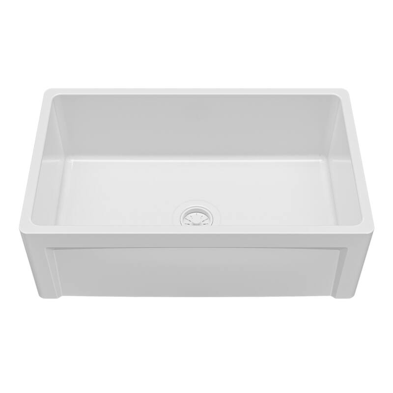Karran 30" Single Bowl Panel Front Farmhouse Fireclay Kitchen Sink with Reversible Apron Front