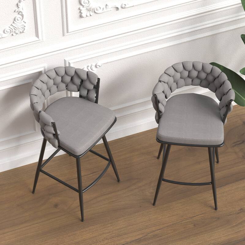 360 Swivel Bar Stool Set of 2 with Back and Footrest, No Adjustable