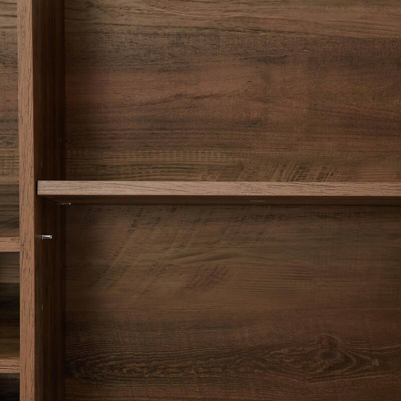 Rustic Wood Storage Cabinet with Wine Rack and Wine Glass Rack