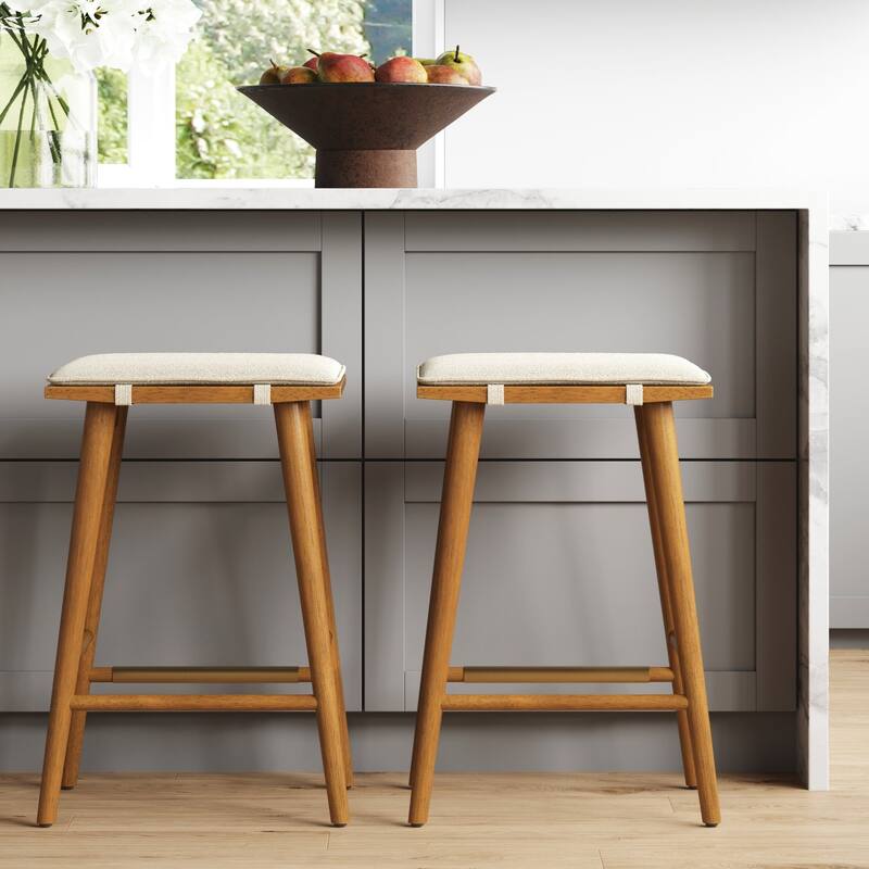 Barker Boucle Upholstered Barstool, Backless Counter Height Stool with Cushion