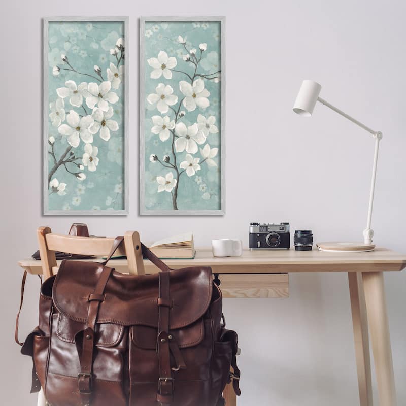 Stupell Green Toned Blossoms Framed Giclee Art Design By Tava Studios (Set of 2)