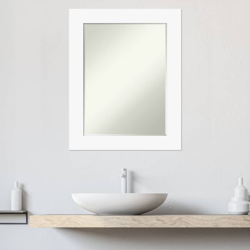 Basic Half-Inch-Bevel Wood Framed Bathroom Vanity Wall Mirror - Glass Size 18x24