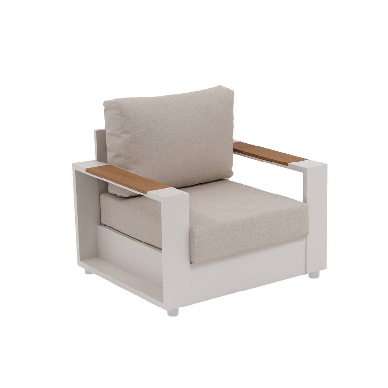 Modern Rust-Resistant Aluminum Outdoor Single Sofa Chair Set of 2