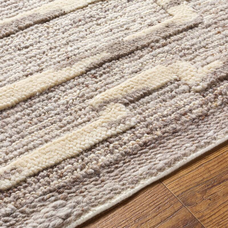Merryn Handmade Abstract Striped Wool Area Rug.