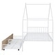 preview thumbnail 12 of 12, Metal Frame White House-shaped Bed Twin Size Platform Bed for Children Bed with 2 Drawers Storage Bed and Roof