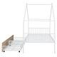 preview thumbnail 12 of 26, Twin Size Metal House Bed with Two Drawers and Roof for Kids, Boys and Girls, Bedroom