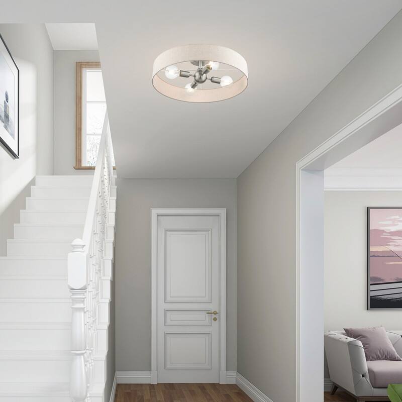 Livex Lighting 4-light Brushed Nickel Semi Flush Mount, 46038-91 - 22" DIA X 7" H