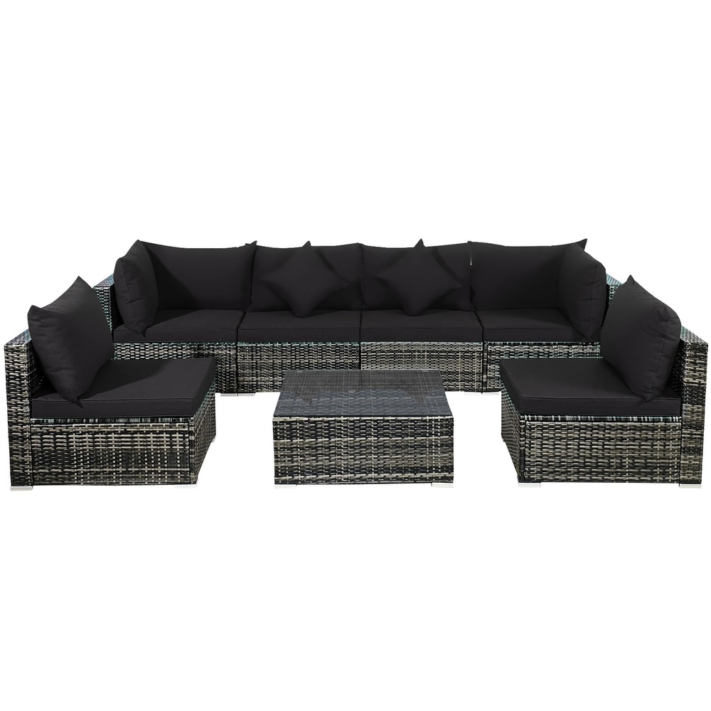 Black rattan 2025 corner garden furniture