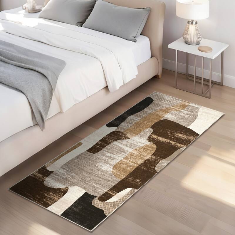 Area Rug Modern Abstract Rugs for Living Room Geometric Non-Slip Backing Low Pile Floor Carpet