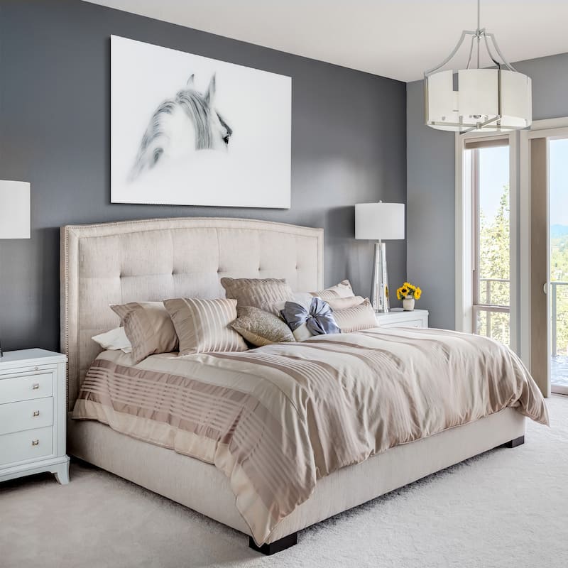 "Blanco Mare Horse" Frameless Free Floating Tempered Glass Panel Graphic Wall Art