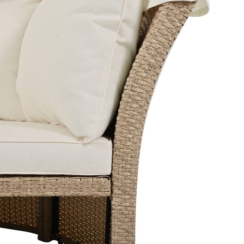 Outdoor Patio Daybed Wicker Rattan Double Daybed