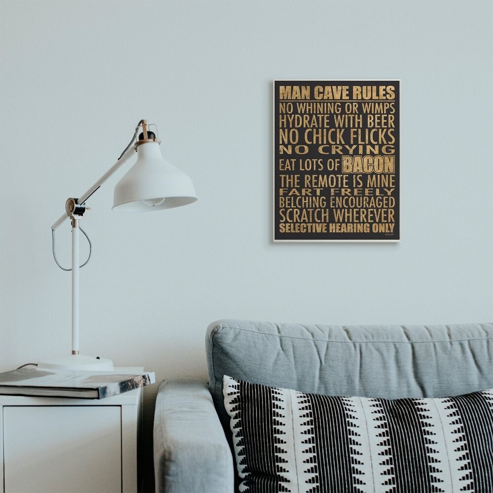 Shop Black Friday Deals On Stupell Industries Man Cave Rules With Rustic Distressed Text Wood Wall Art Tan Overstock 31753002
