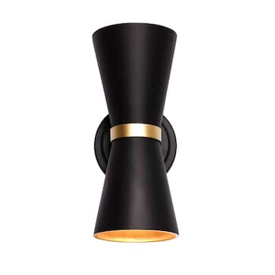 Mad Hatter 2-Light Black and Gold Wall Sconce