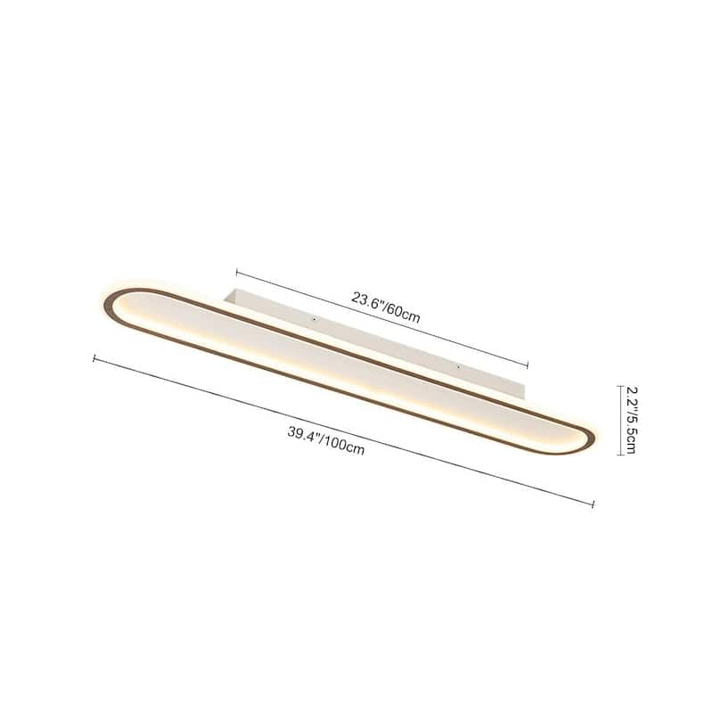 Scandinavian Linear Wood Ring Dimmable LED Flush Mount Light