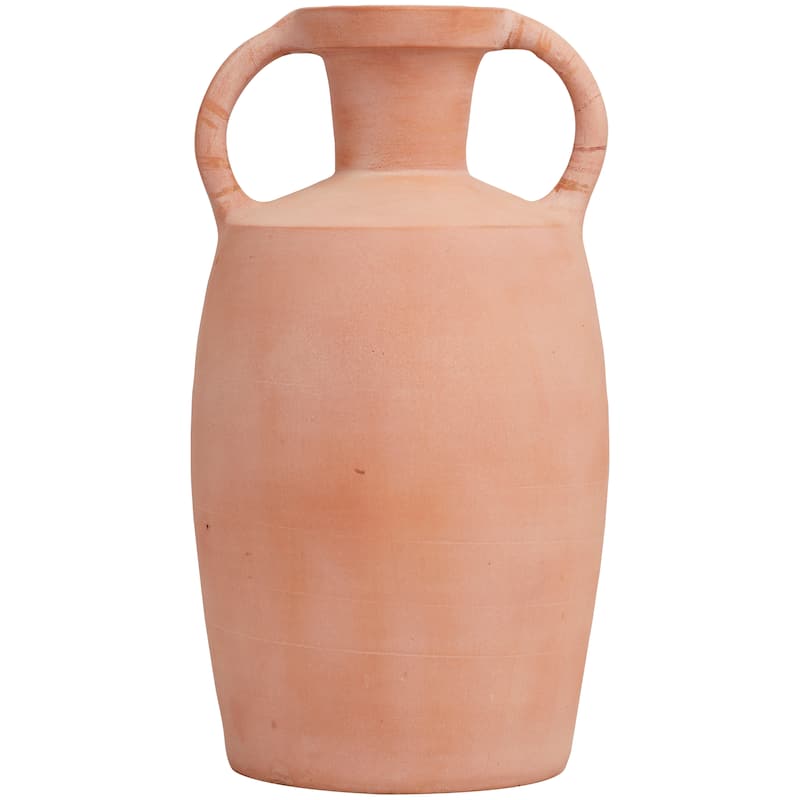 Orange Ceramic Terracotta Jug Decorative Vase with Handles
