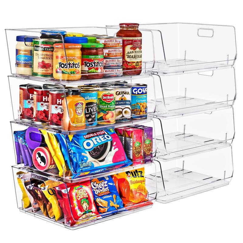 Sorbus Stackable Storage Bins Acrylic Open Front Clear Stackable Storage Bins for Pantry Kitchen (Large)