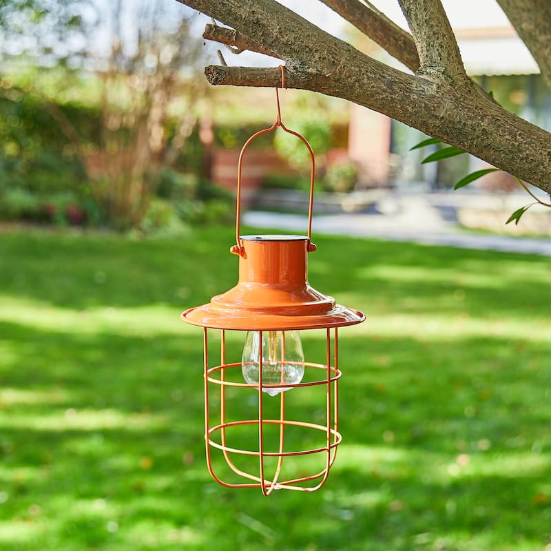 Glitzhome 9.75"H Metal Wire Solar Powered Outdoor Hanging Lantern