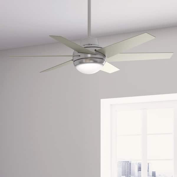 slide 2 of 17, Hunter 52" Sotto Ceiling Fan with Integrated LED Light and Handheld Remote Brushed Nickel
