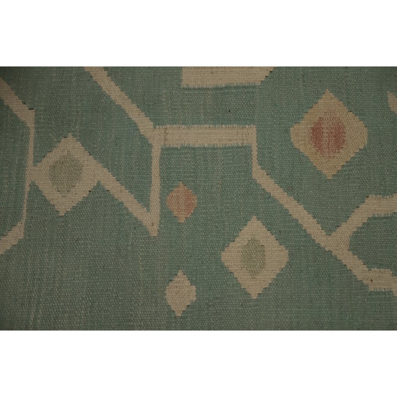 Hand Woven Oriental 100% Wool Carpet Southwestern Tribal Navy Blue & Blues Kilim Area Rug - 9' 9'' X 6' 5''