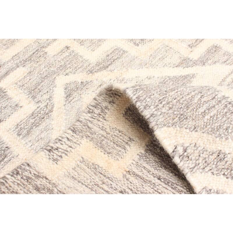 ECARPETGALLERY Flat-Weave Ankara FW Grey Wool Kilim - 5'1 x 7'5