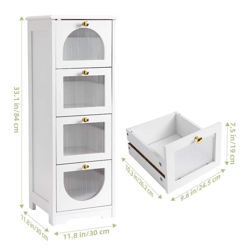 Bathroom Floor Cabinet, Freestanding Small Bathroom Storage Cabinet with 4 Drawers