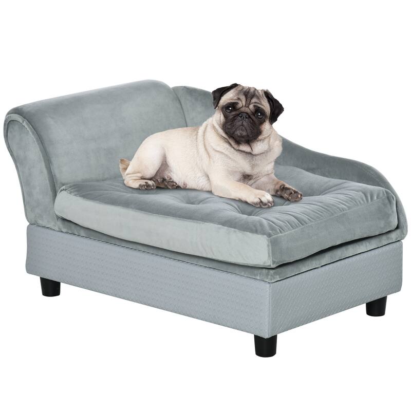 Luxury Fancy Dog Bed for Small Dogs with Hidden Storage, Small Dog Couch with Soft 3" Foam, Dog Sofa Bed, Cushy Dog Bed - Gray - Gray